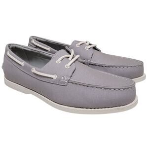 Club Room Men 2-Eye Casual Boat Shoes Elliot Size US 9.5M Grey Canvas